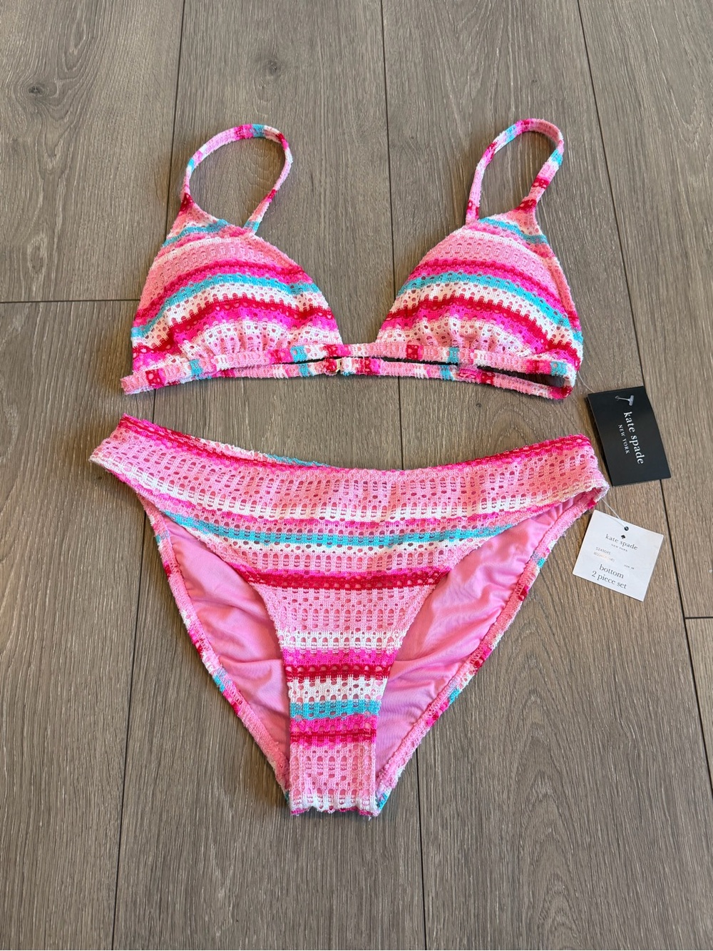kate spade Pink Multicolor Crochet Stripe Bikini